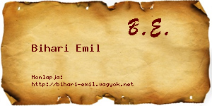 Bihari Emil névjegykártya